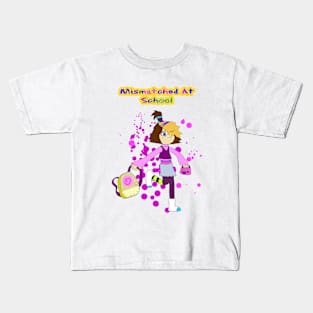 Mismatched At School (Purple Happy-Go-Lucky) Kids T-Shirt